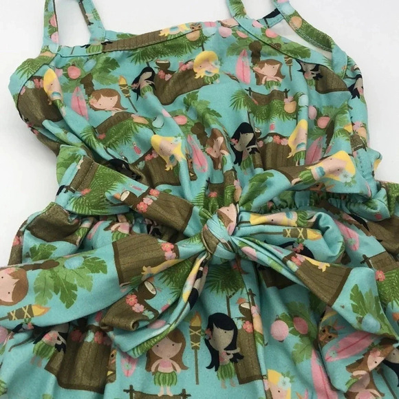 6-12M Pete & Lucy Girls Luau Romper with Bow - Picture 3 of 5